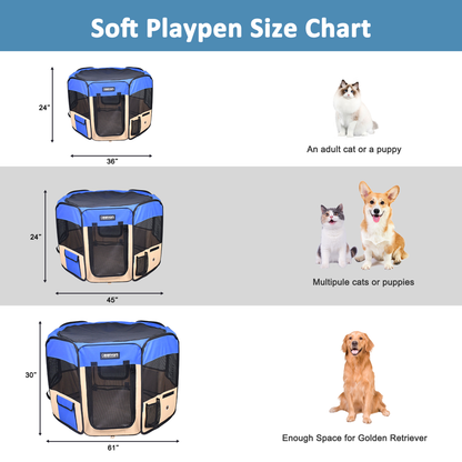 JESPET Pet Playpens 36", 45" & 61" Portable Exercise Pen with Carry Bag